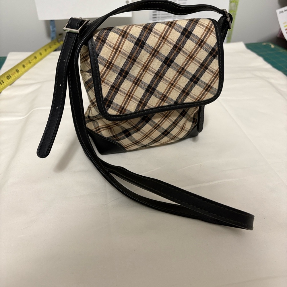 Etienne Aigner City Plaid Mini Bag, Great condition 100% Cotton Faux Leather